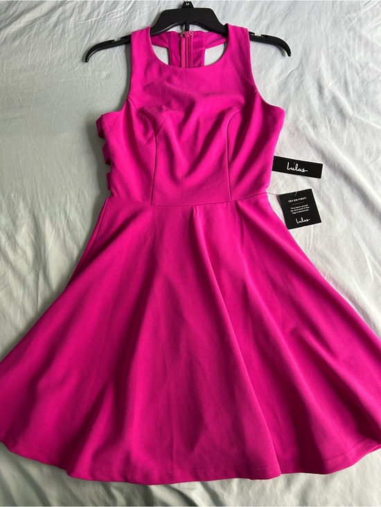 Lulus Dresses & Skirts - Lulus Call Back Fuchsia Pink Backless fit and flare Skater mini Dress size S